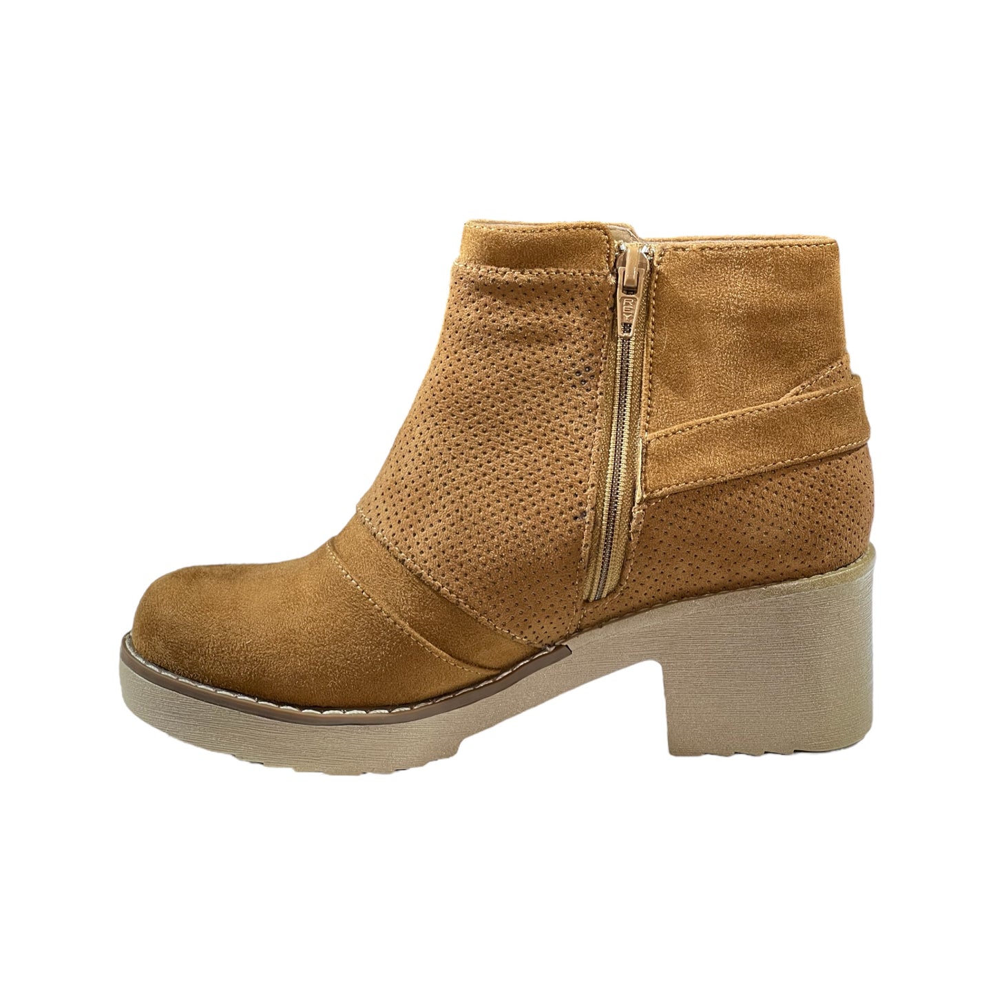 BOTIN SUEDER CAMEL CON HEBILLA Y TEXTURA - TACO 5