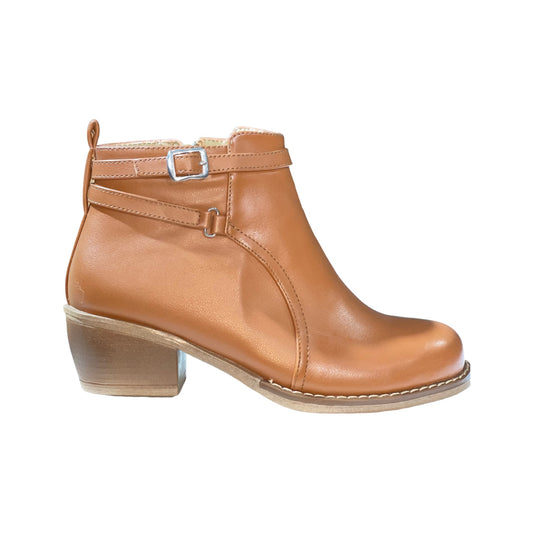 BOTIN CUERO CAMEL TIRAS - TACO 3