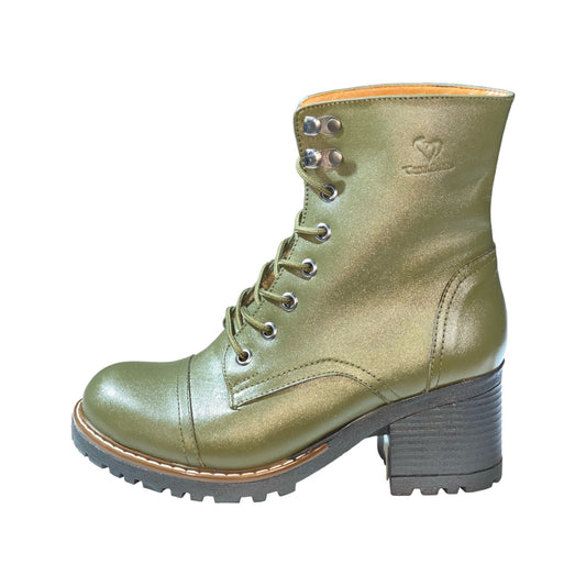 BOTAS CUERO VERDE MILITAR CON PASADORES - TACO 5