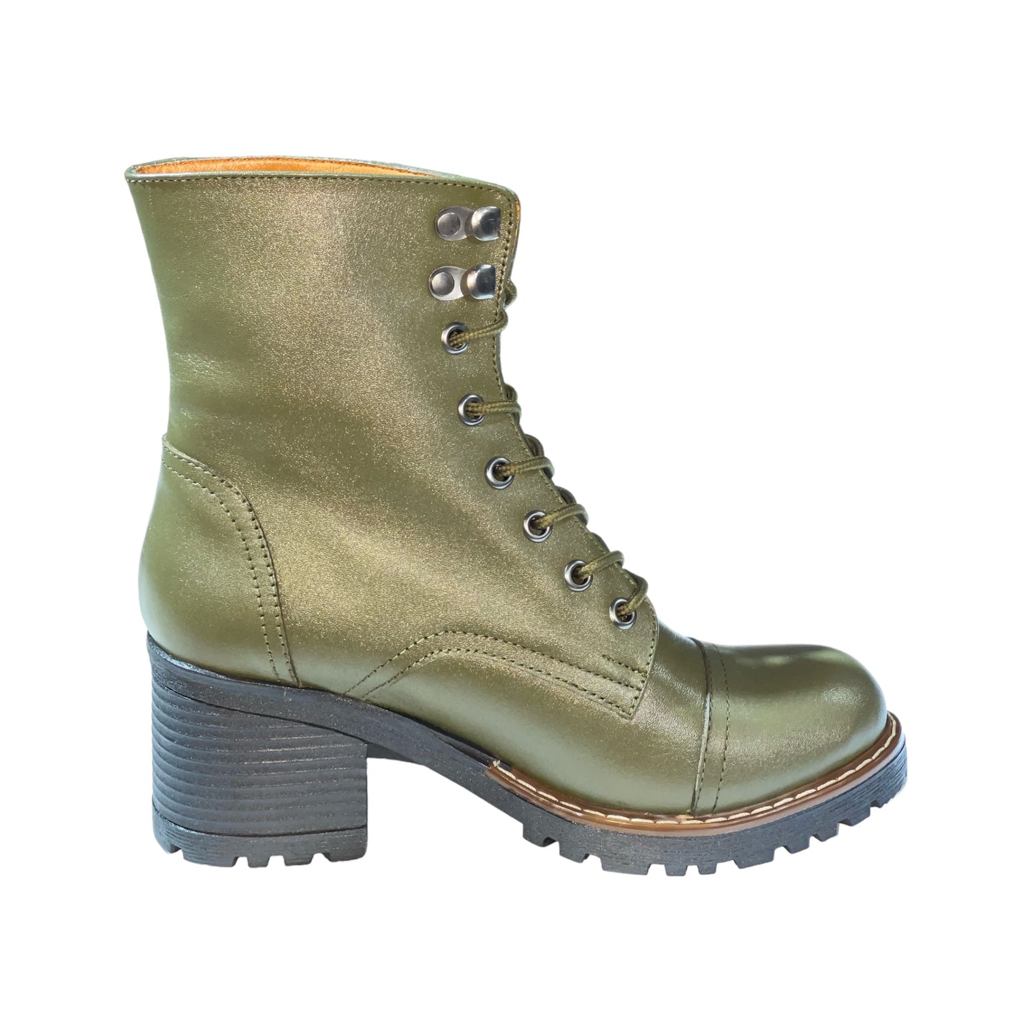 BOTAS CUERO VERDE MILITAR CON PASADORES - TACO 5