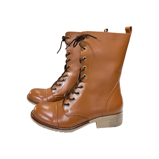 BOTAS DE CUERO CARAMELO CON PASADORES - TACO 3