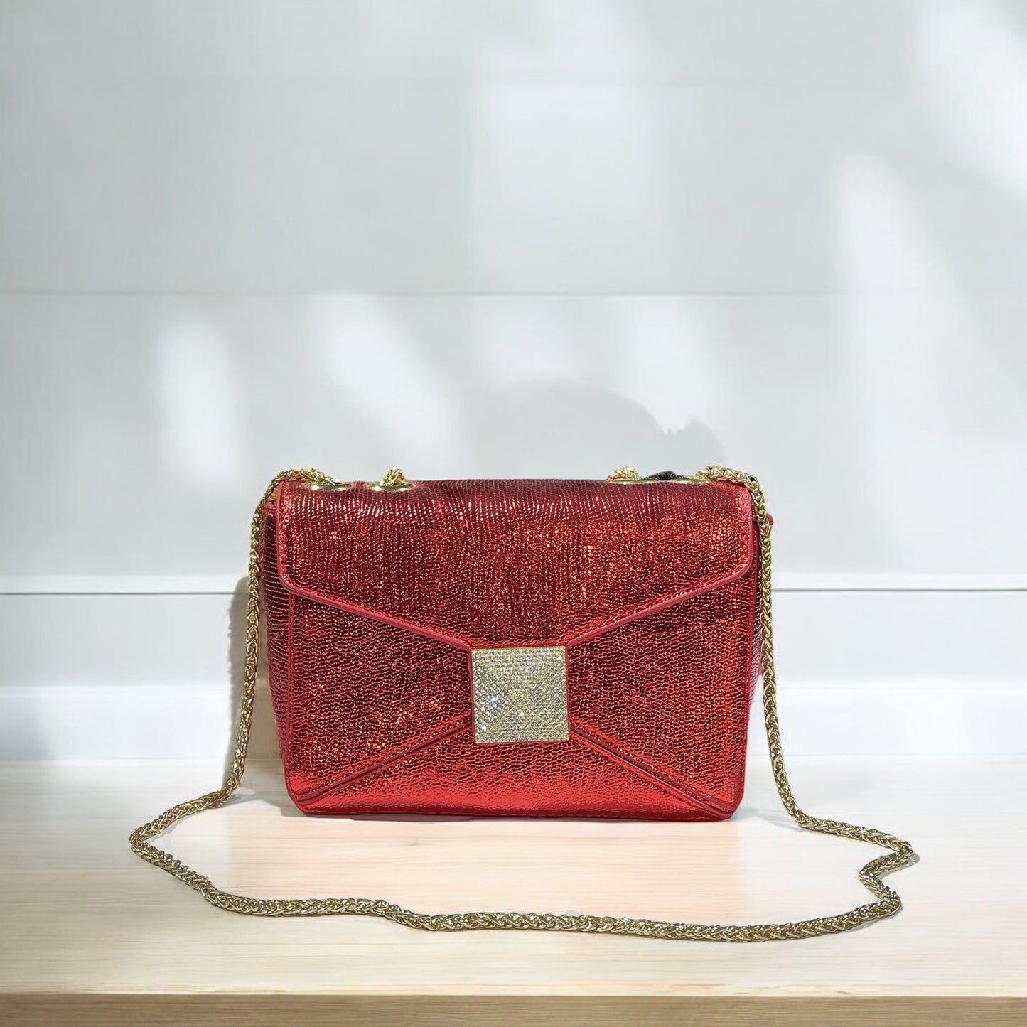 CARTERA STRASS ROJA